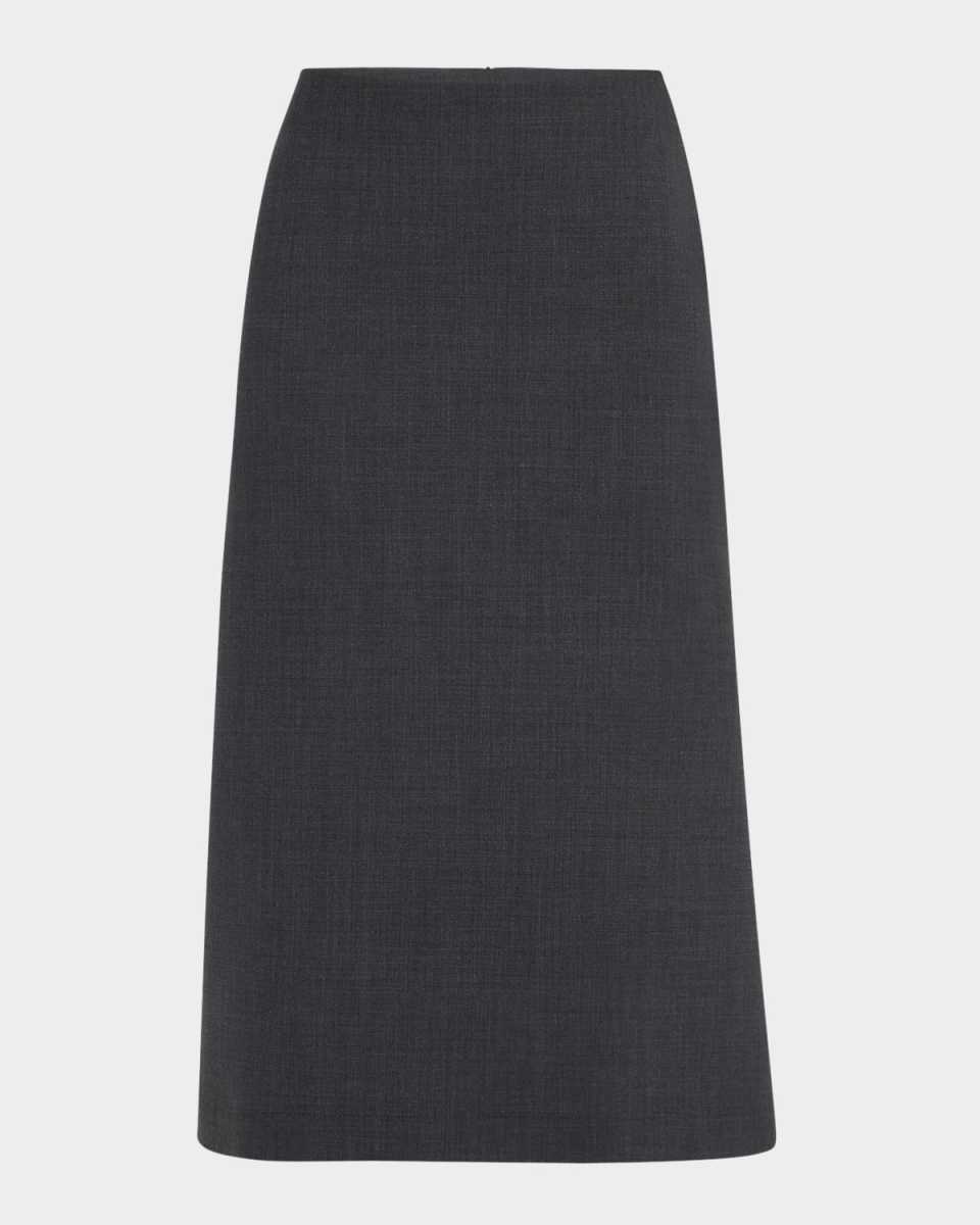 Seamed A-Line Midi Skirt